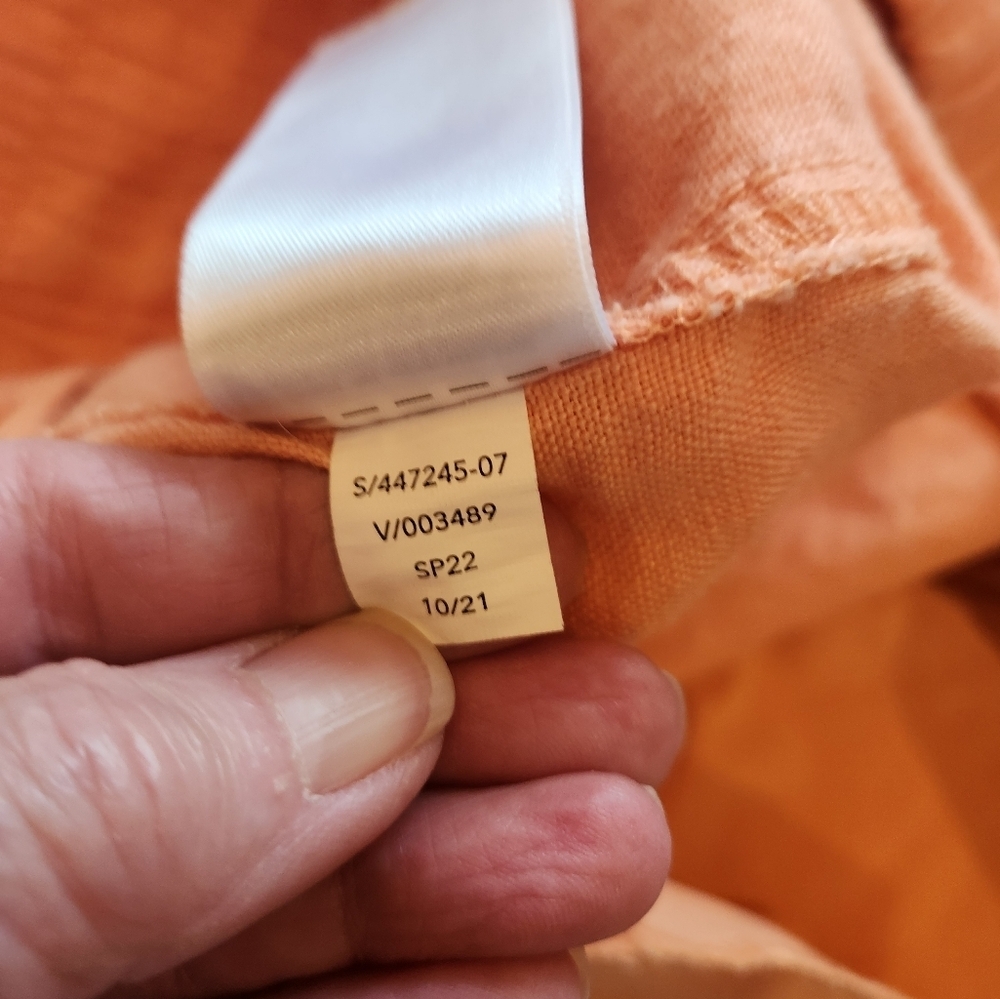 Athleta Cabo 100% Linen 4" Short Orange Size 8 Elastic Waist Drawstring Pockets - Picture 14 of 14